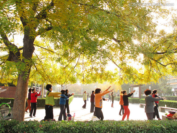 Locals Exercising in Park